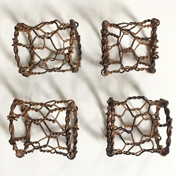 Pottery Barn 4 Napkin Holders, Farmhouse, Rustic, Minimalist, Natural - Picture 1 of 7